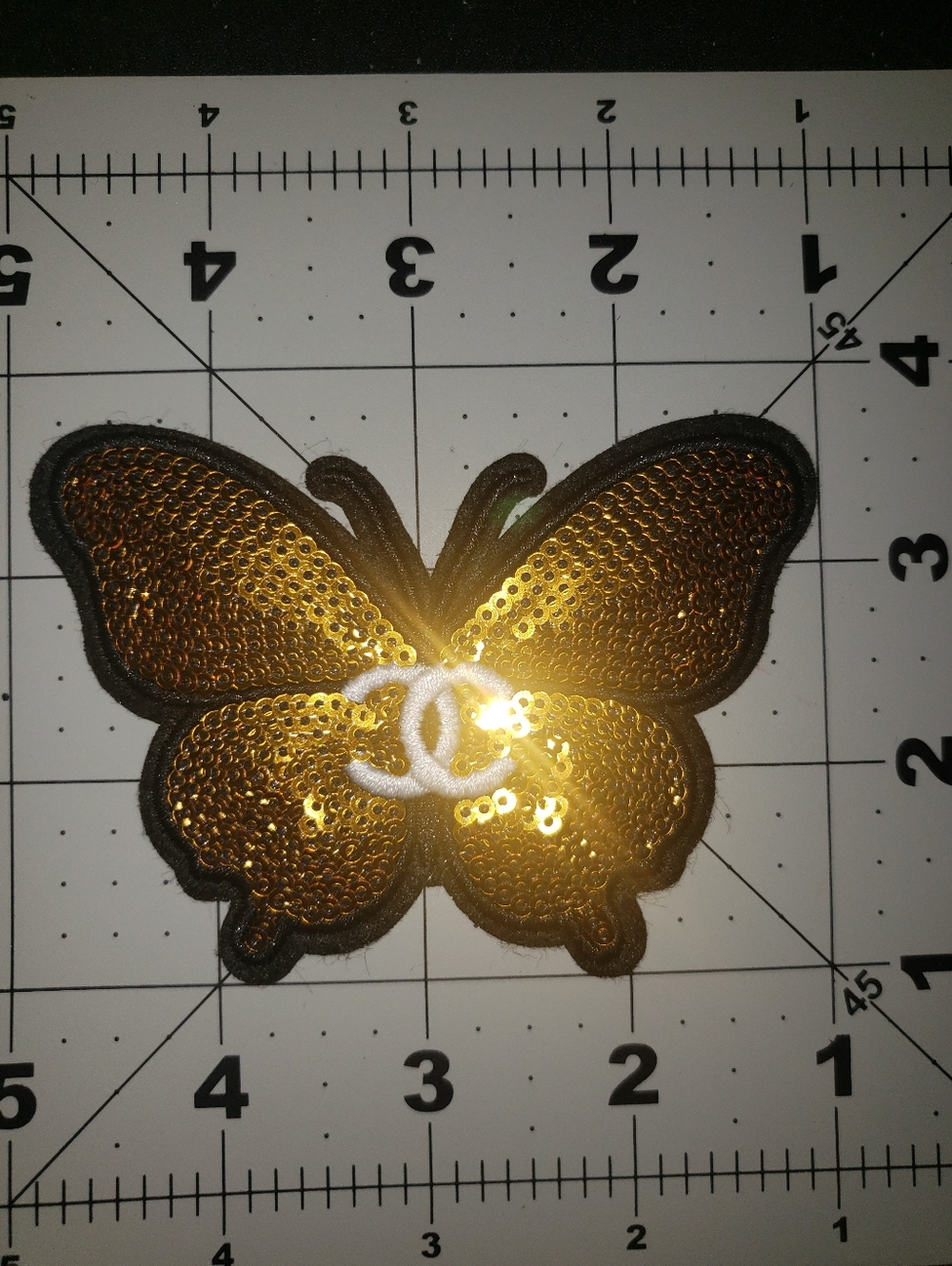 Sequin CHANEL Butterfly Patch with Interlocking CC Accent - Gold